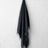 Vintage Linen Fringe Throw - Slate -Best Home vintage linen fringe throw slate