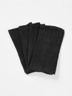 Vintage Linen Napkins Set Of 4 - Black -Best Home vintage linen napkins stack black 2