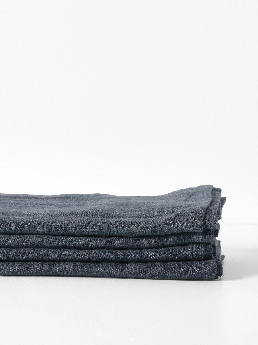 Vintage Linen Napkins Set Of 4 - Charcoal - Image 2