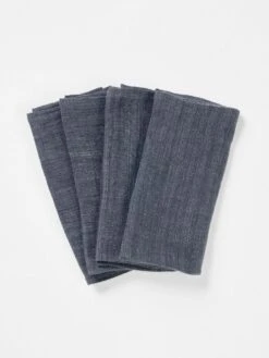 Vintage Linen Napkins Set Of 4 - Charcoal -Best Home vintage linen napkins stack charcoal 2