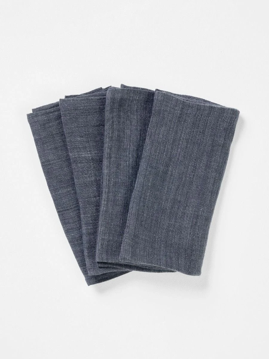 Vintage Linen Napkins Set Of 4 - Charcoal - Image 5