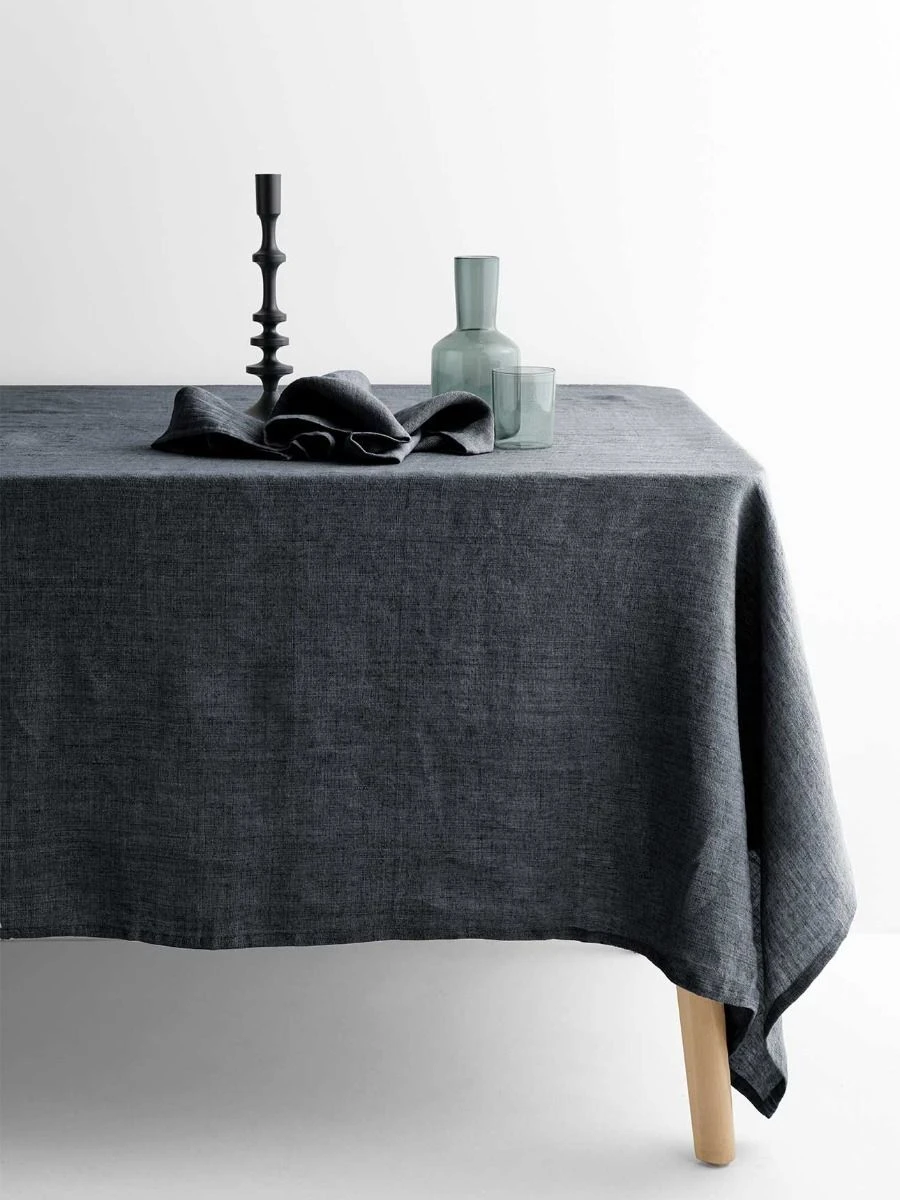 Vintage Linen Tablecloth - Charcoal