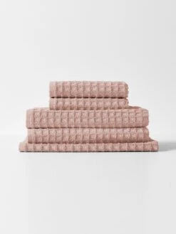 Waffle Bath Towel - Pink Clay -Best Home waffle towel stack clay 1