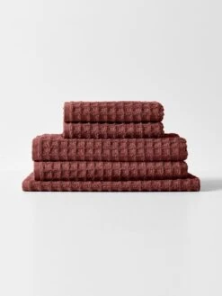 Waffle Bath Towel - Mahogany -Best Home waffle towel stack mahogany 1